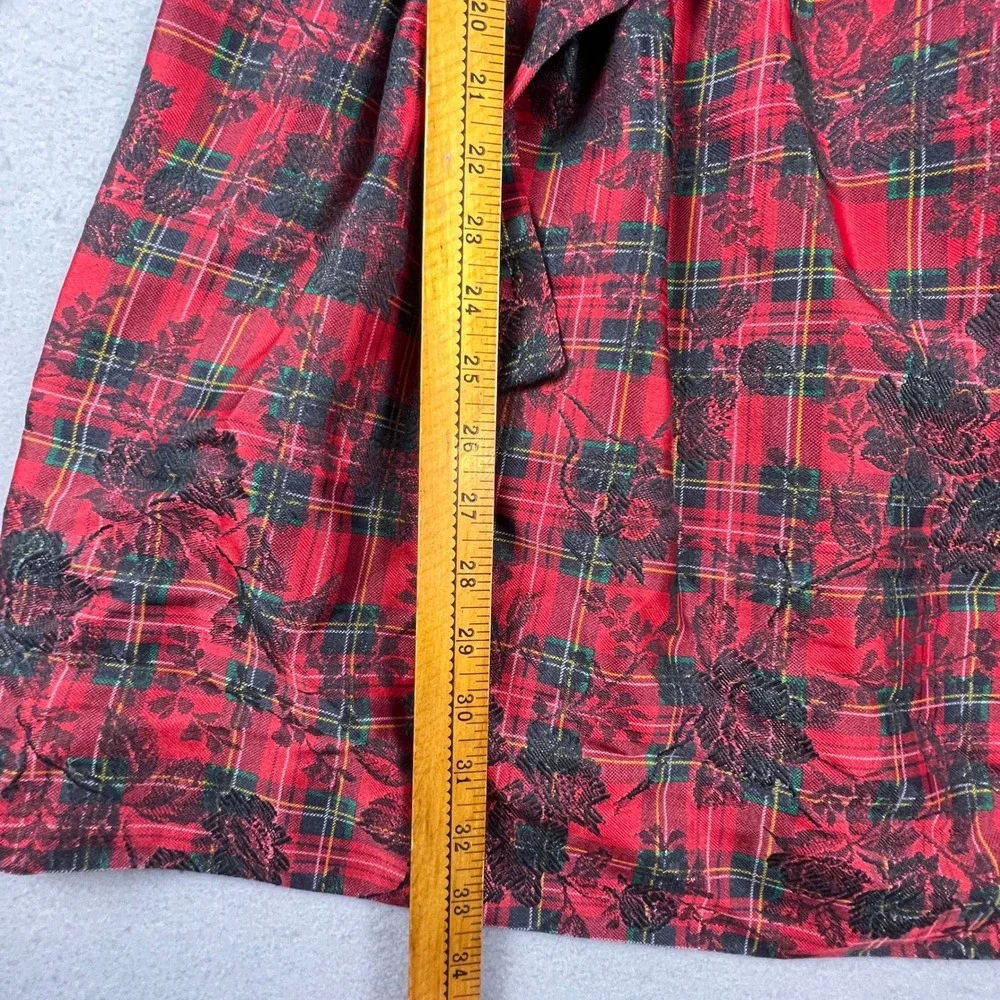 Polly Flinders Plaid Dress Girls 14 Red Velvet Lace Holiday Christmas Vintage